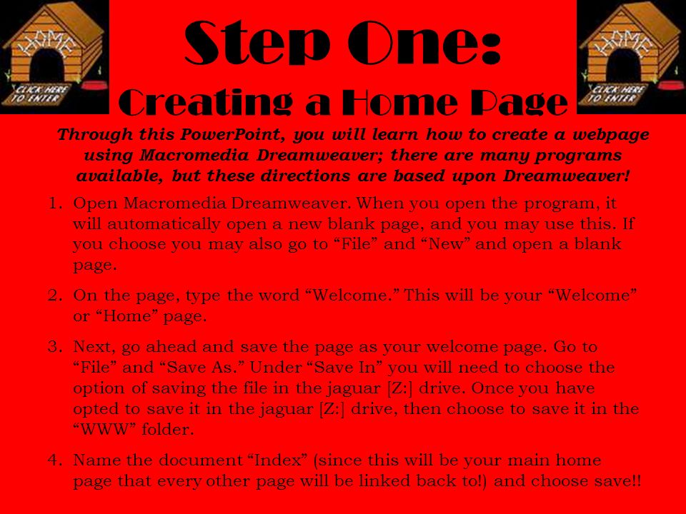 Step One: Creating a Home Page