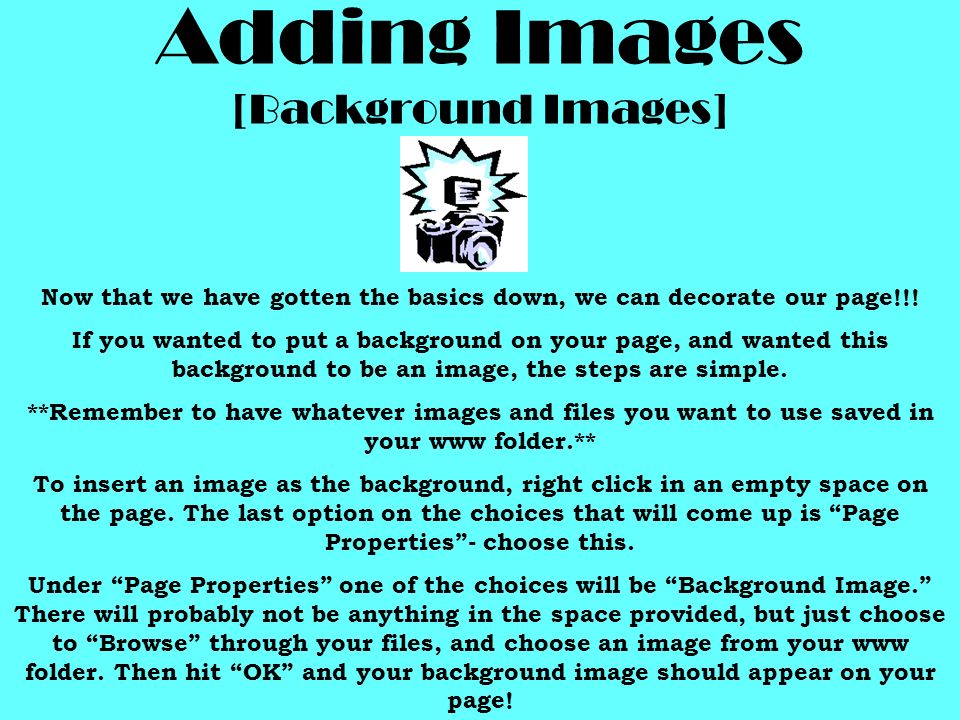 Adding Images [Background Images]