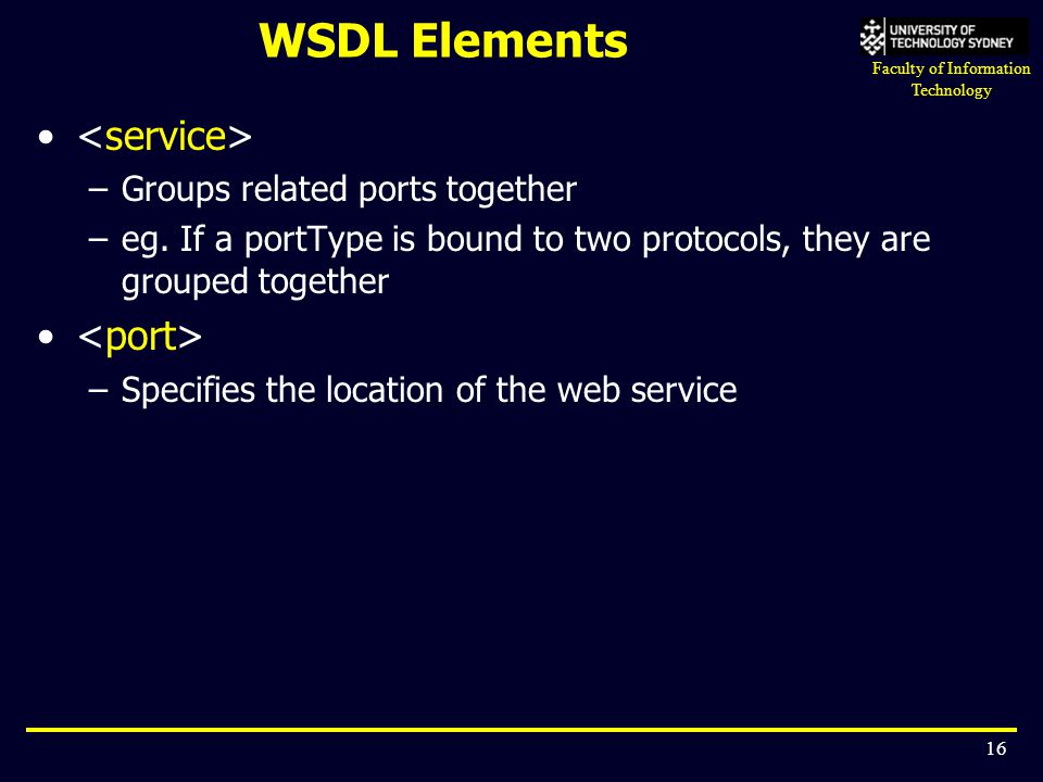 WSDL Elements <service> <port>