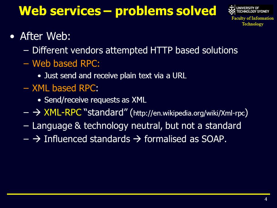 Web services – problems solved