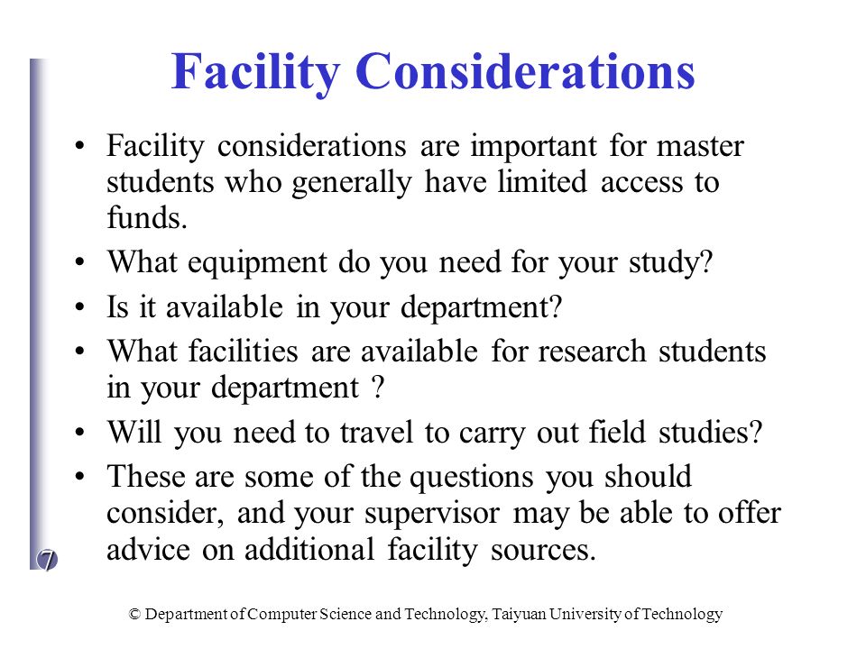 Facility Considerations