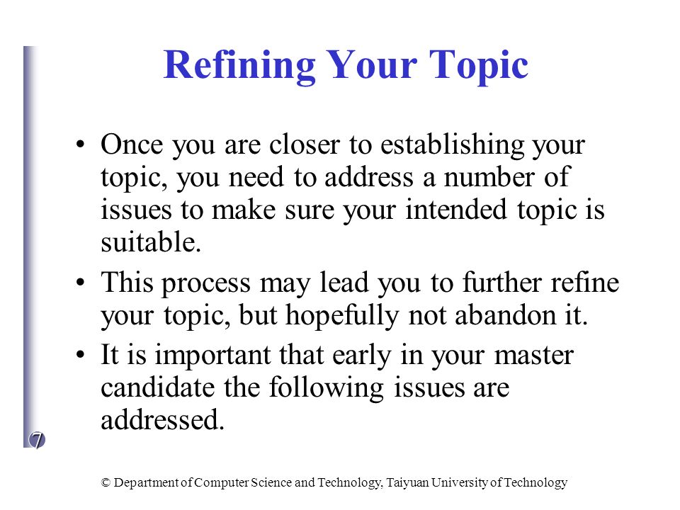 Refining Your Topic