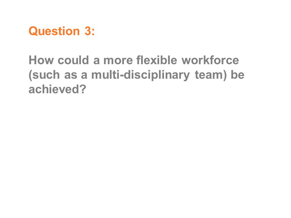 Question 3: How could a more flexible workforce (such as a multi-disciplinary team) be achieved