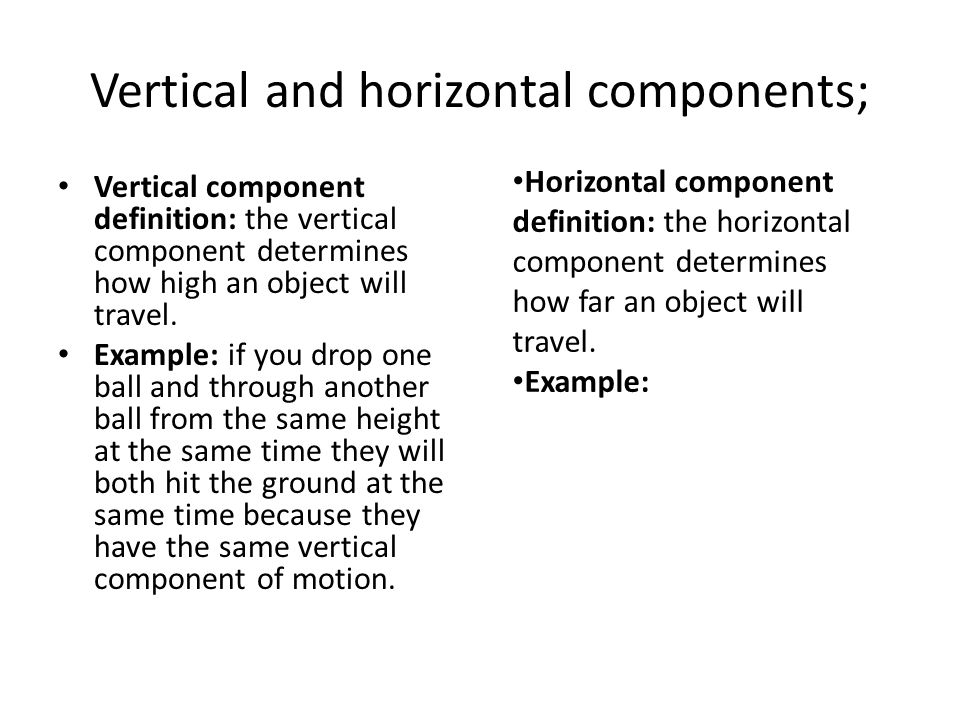 Vertical and horizontal components;