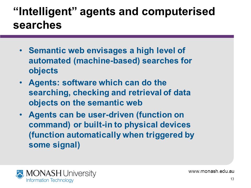 Intelligent agents and computerised searches