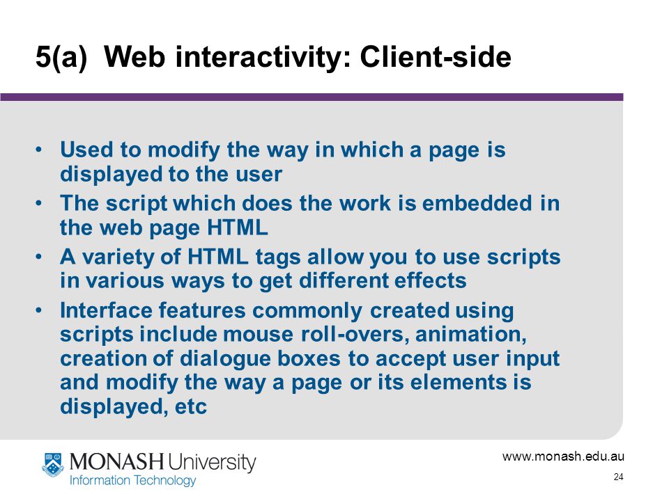 5(a) Web interactivity: Client-side