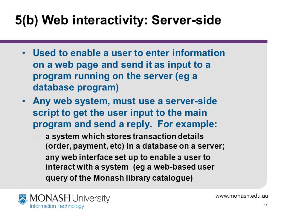 5(b) Web interactivity: Server-side