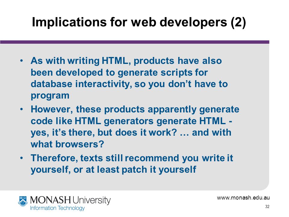 Implications for web developers (2)