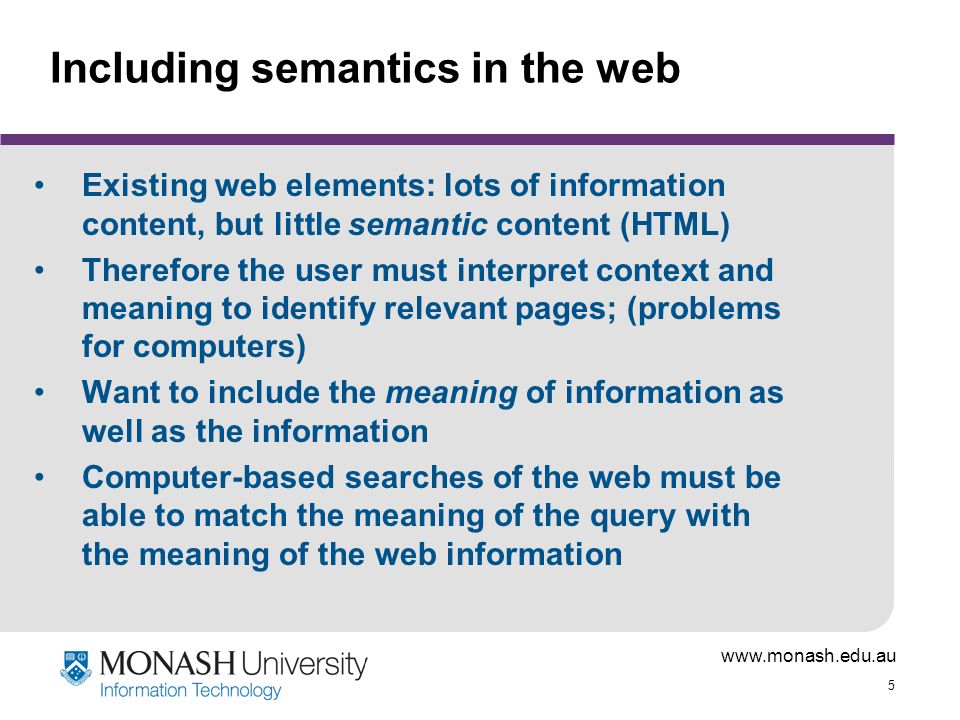 Including semantics in the web