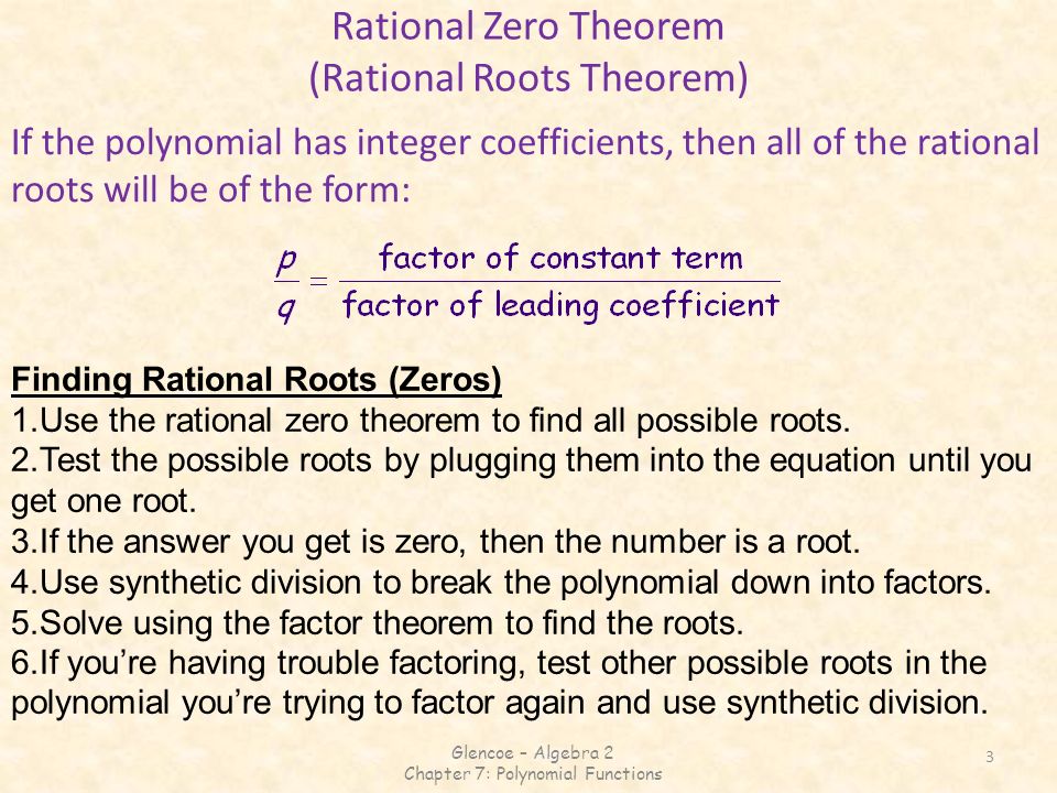 Rational Zero Theorem (Rational Roots Theorem)