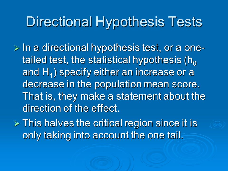 Directional Hypothesis Tests