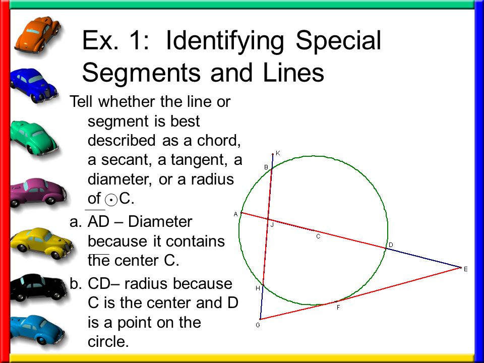 Ex. 1: Identifying Special Segments and Lines