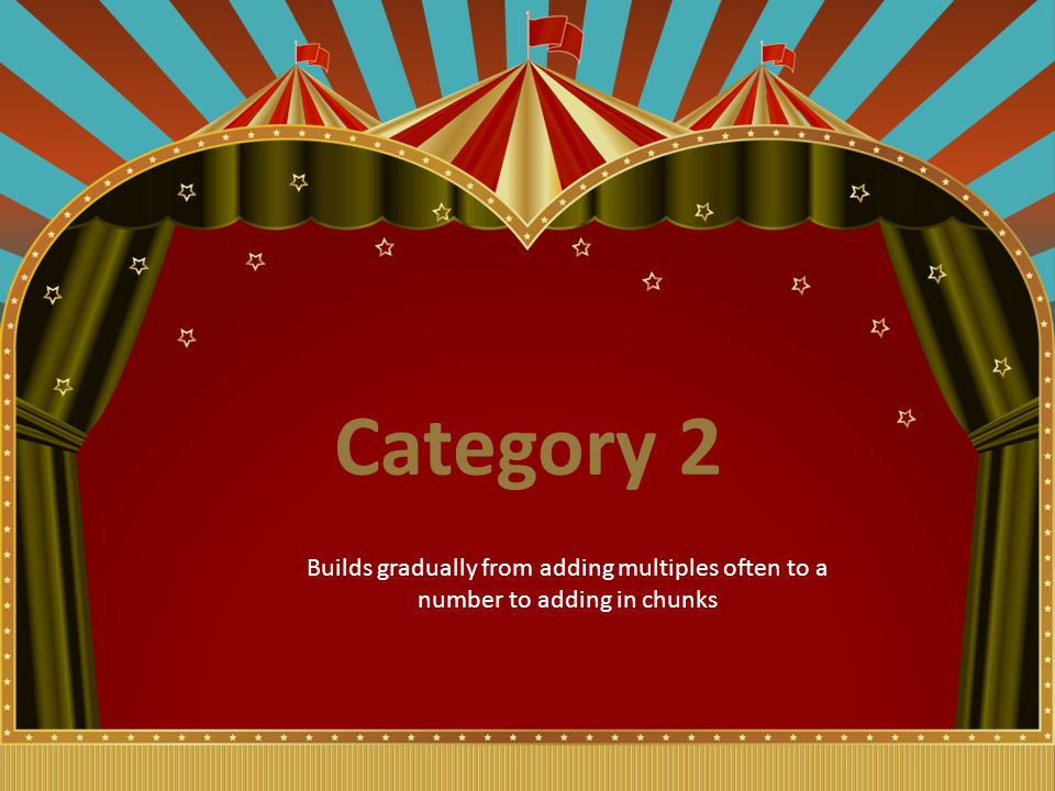 Category 2 Builds gradually from adding multiples often to a number to adding in chunks