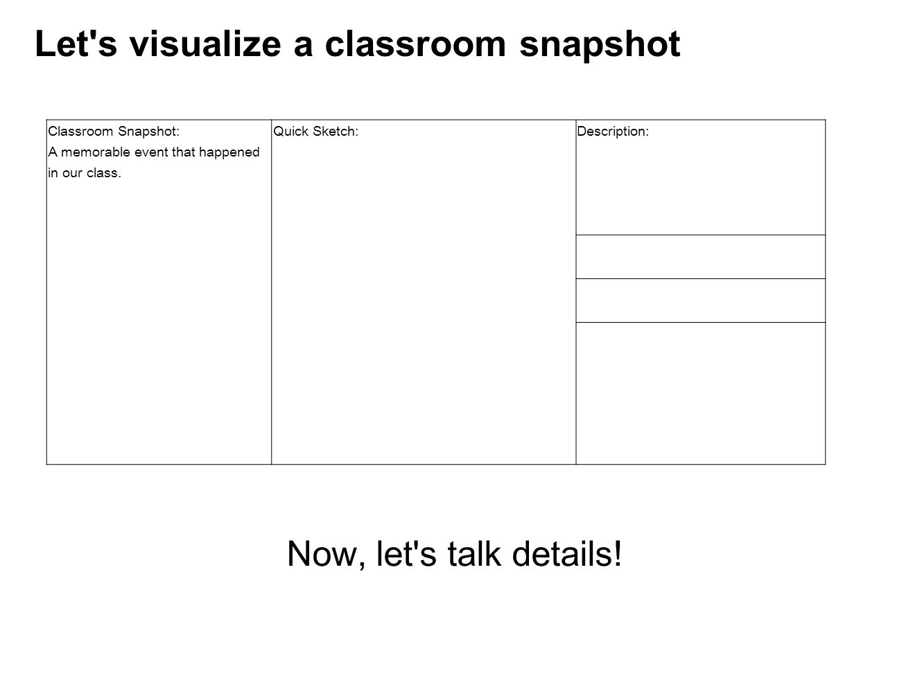 Let s visualize a classroom snapshot