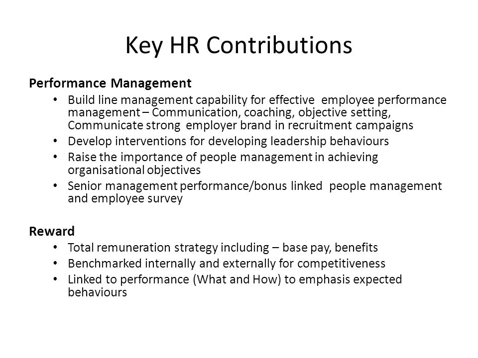 Key HR Contributions Performance Management Reward