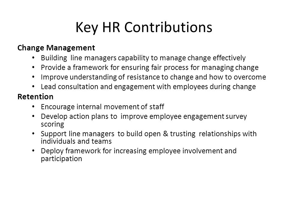 Key HR Contributions Change Management Retention
