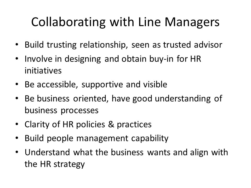 Collaborating with Line Managers