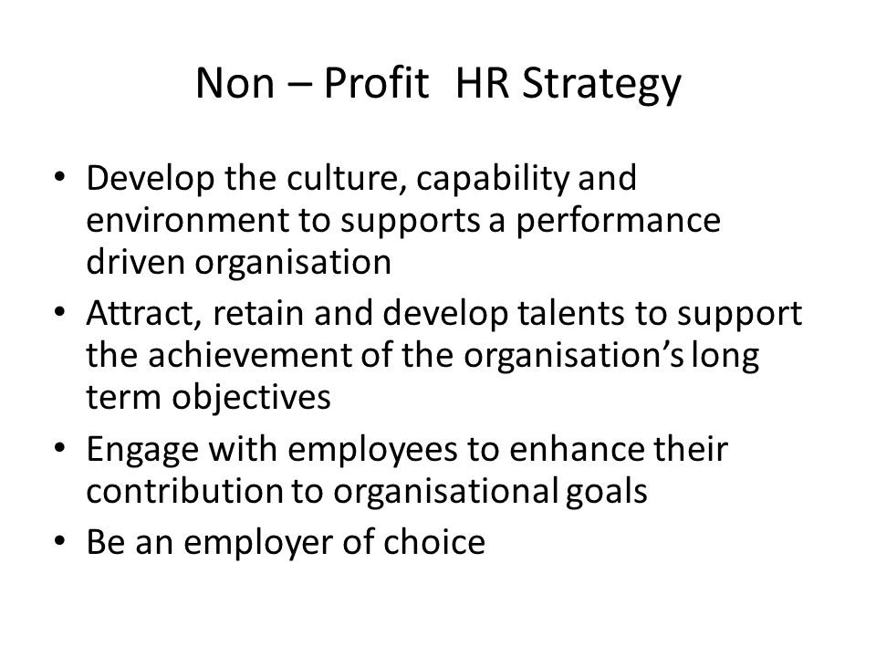 Non – Profit HR Strategy