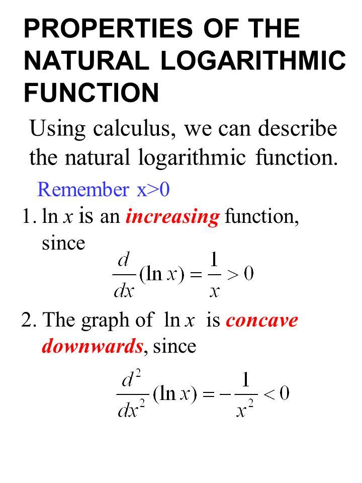 PROPERTIES OF THE NATURAL LOGARITHMIC FUNCTION