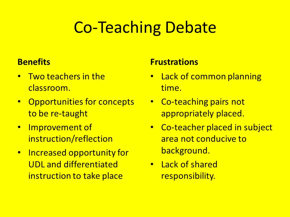 Co-Teaching Debate Benefits Frustrations