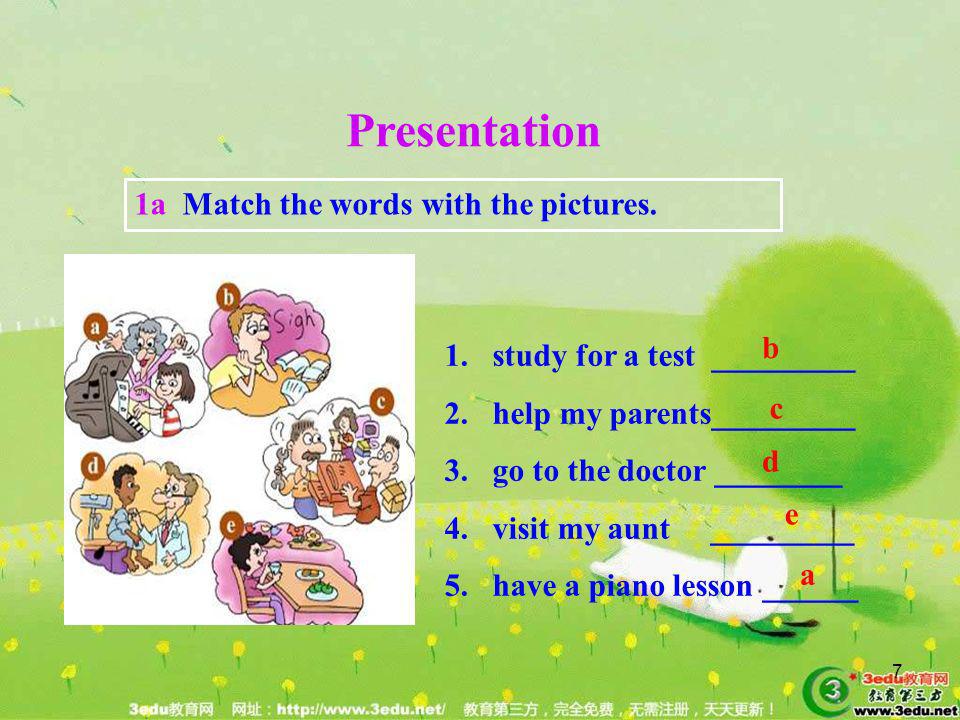 Presentation 1a Match the words with the pictures. b