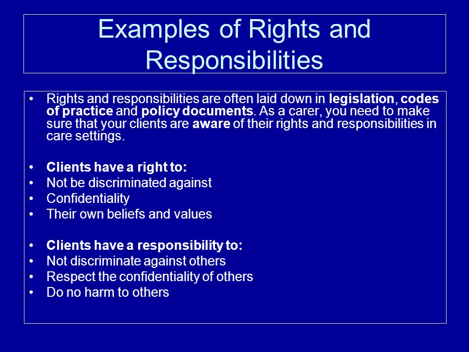 Examples of Rights and Responsibilities