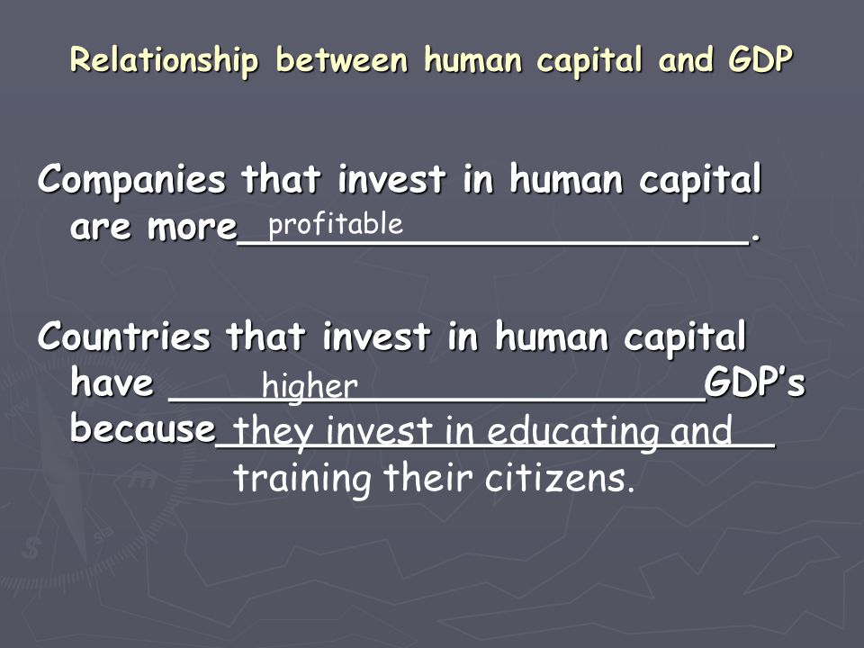 Relationship between human capital and GDP