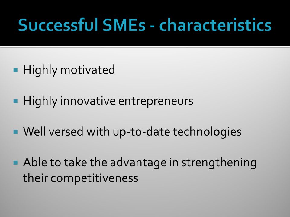 Successful SMEs - characteristics