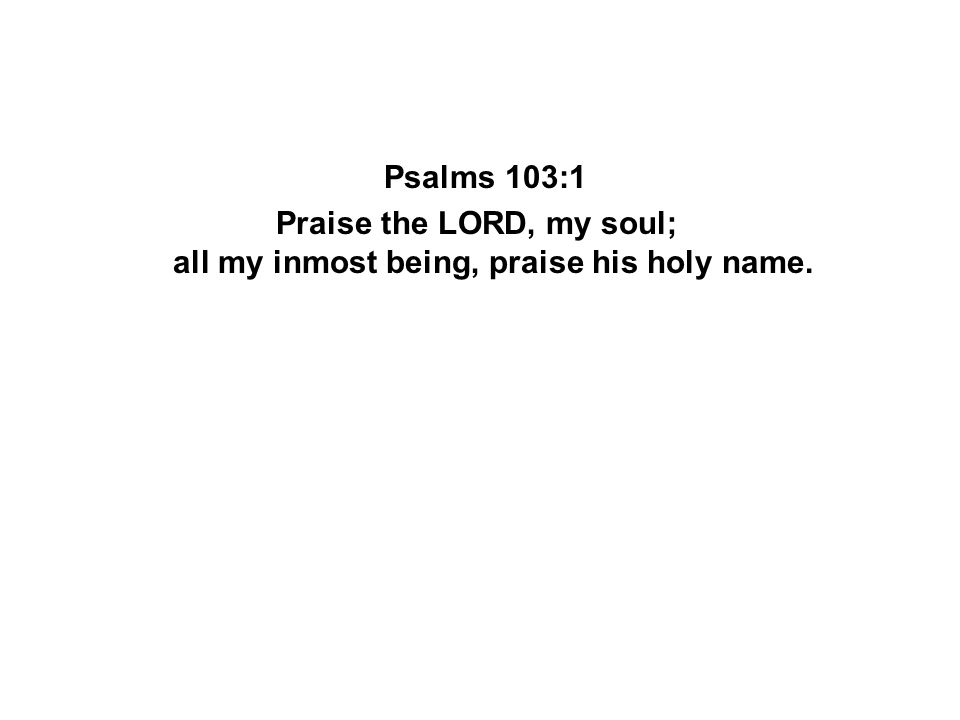 Praise the Lord, my soul; all my inmost being, praise his holy name.