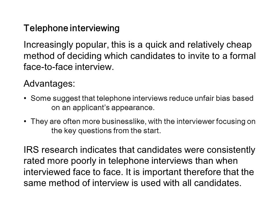Telephone interviewing