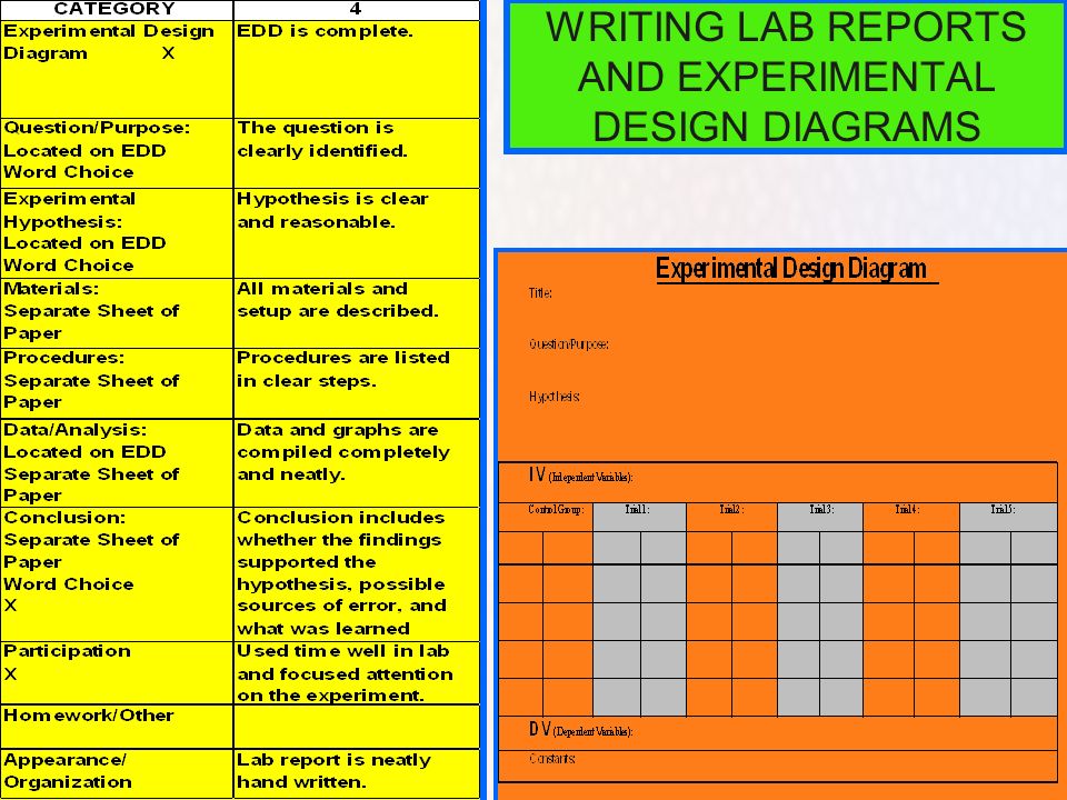 WRITING LAB REPORTS AND EXPERIMENTAL DESIGN DIAGRAMS