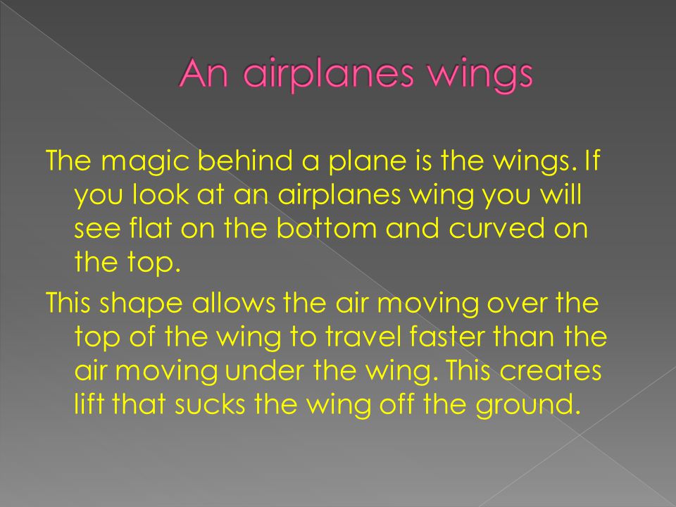 An airplanes wings