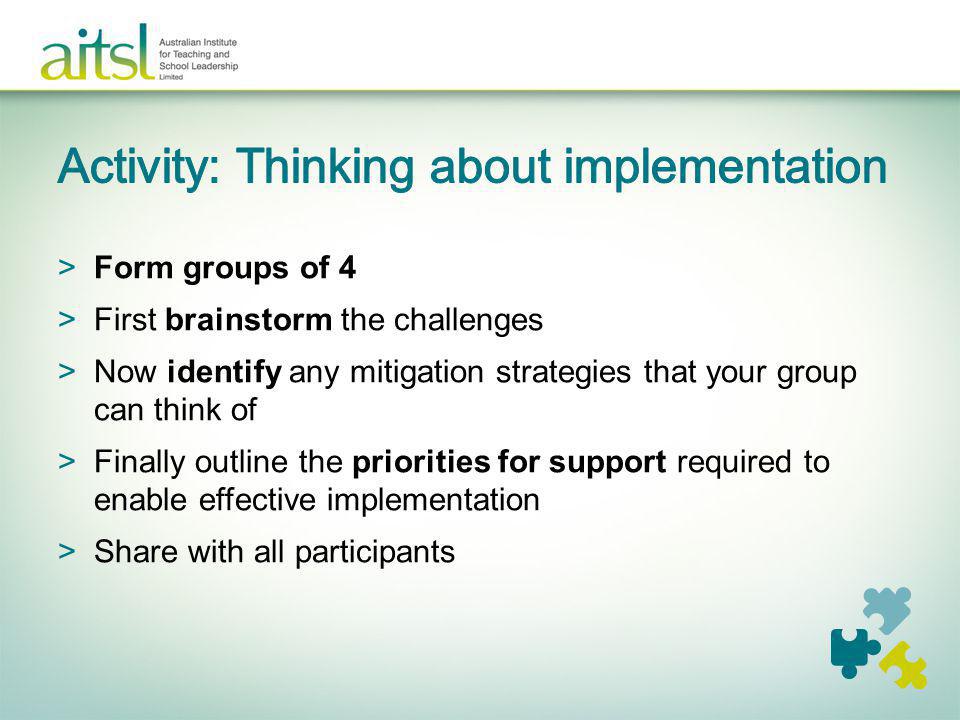 Activity: Thinking about implementation