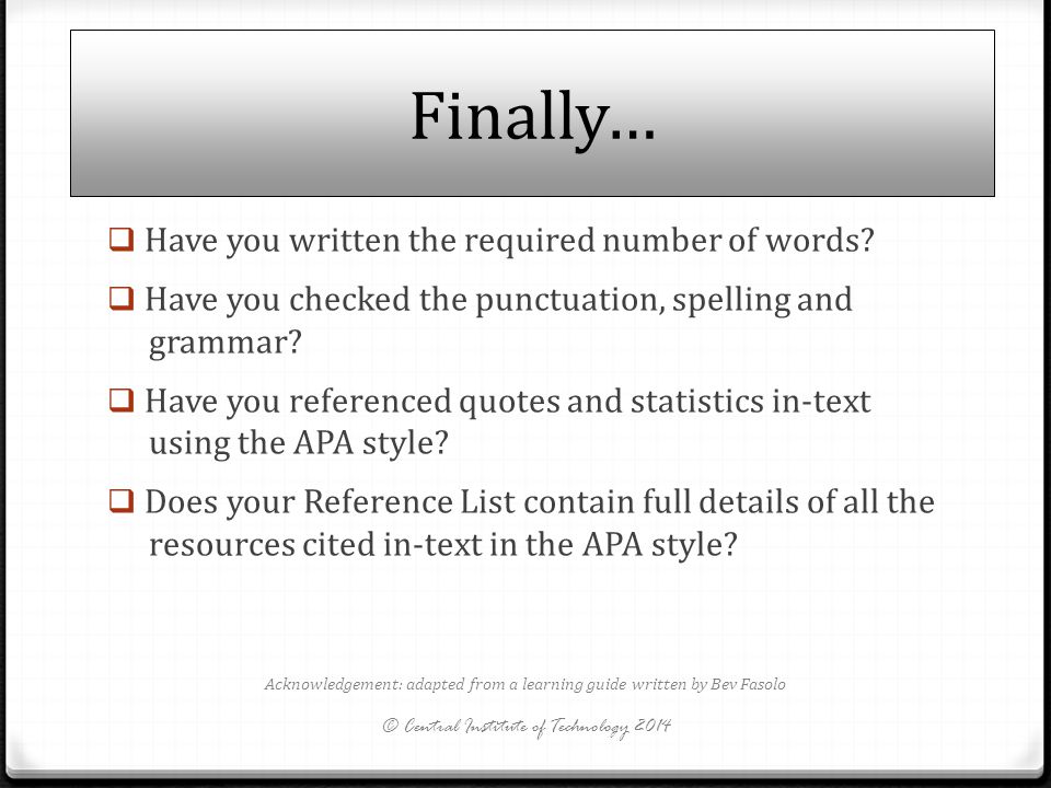 Finally… Have you written the required number of words