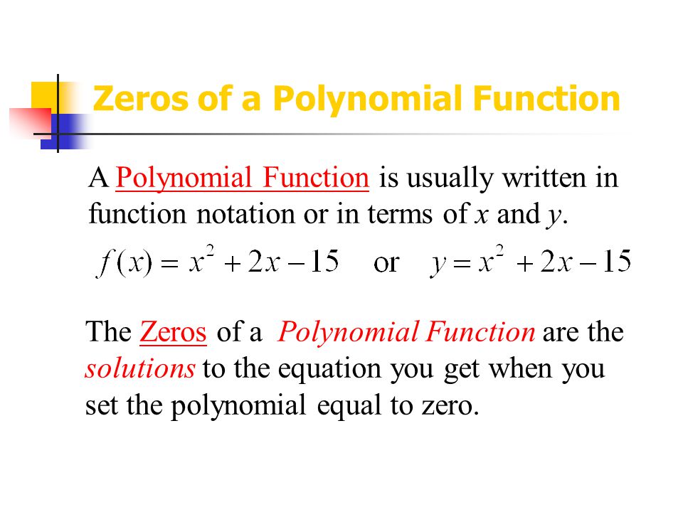 Zeros of a Polynomial Function