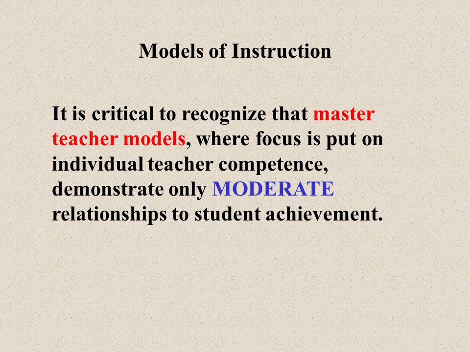 Models of Instruction
