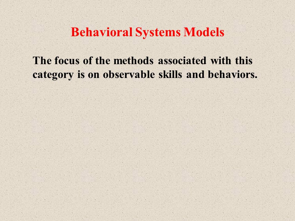 Behavioral Systems Models