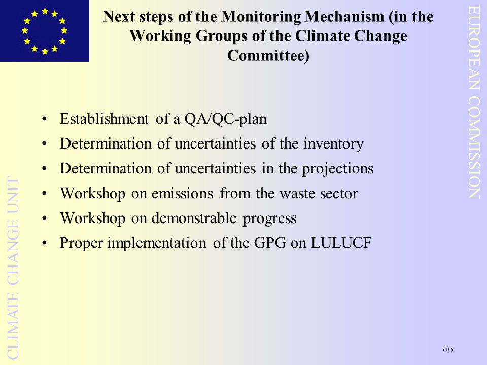 Next steps of the Monitoring Mechanism (in the Working Groups of the Climate Change Committee)