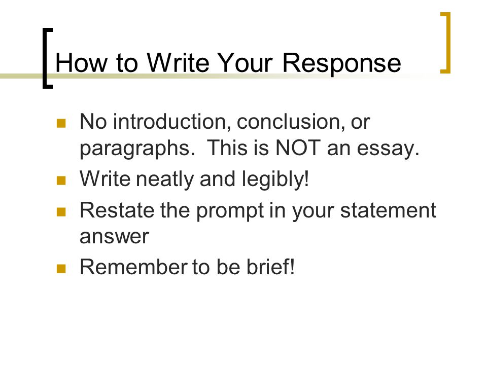 How to Write Your Response