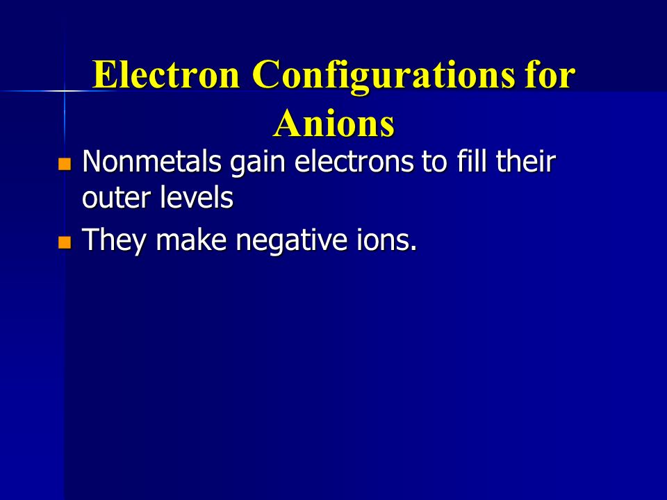 Electron Configurations for Anions