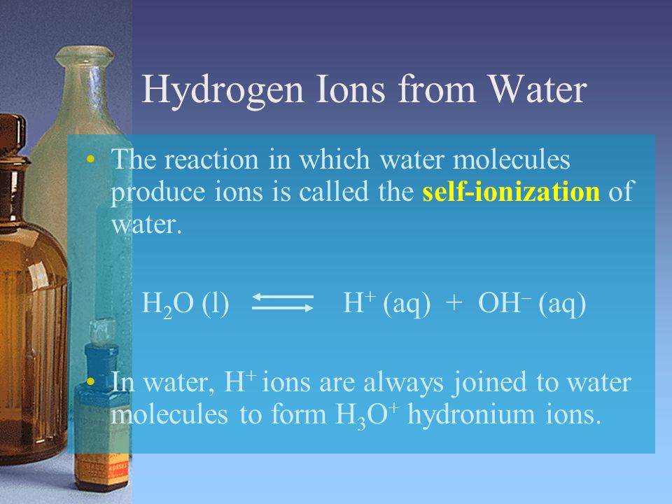Hydrogen Ions from Water