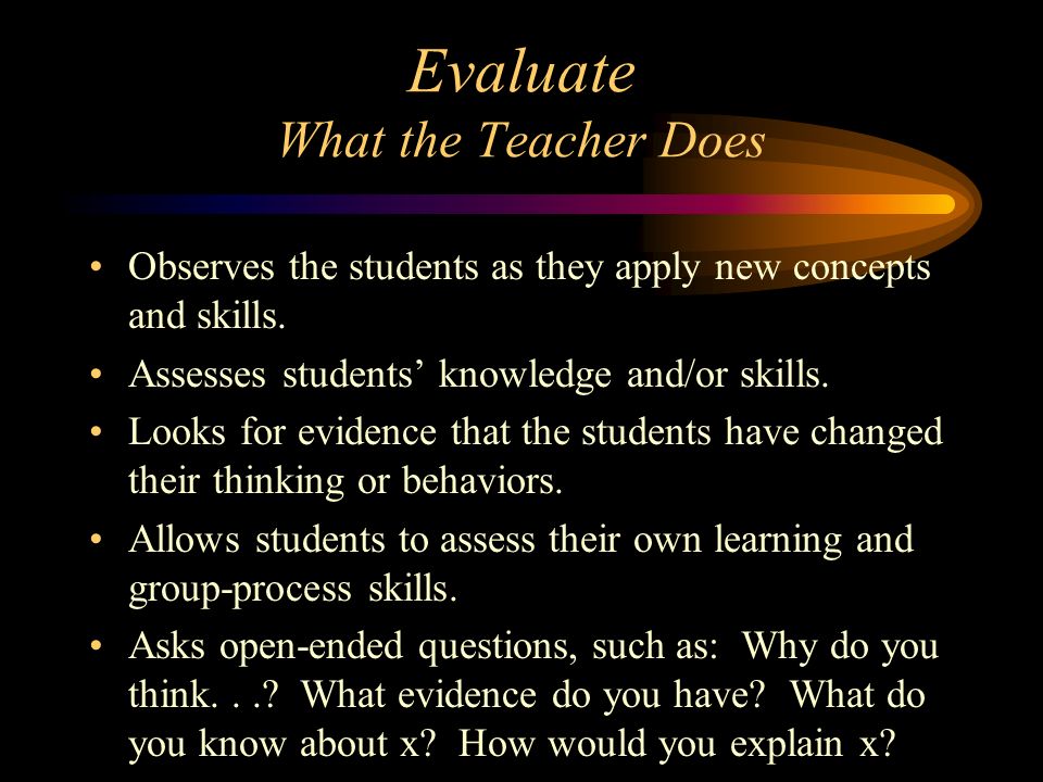 Evaluate What the Teacher Does