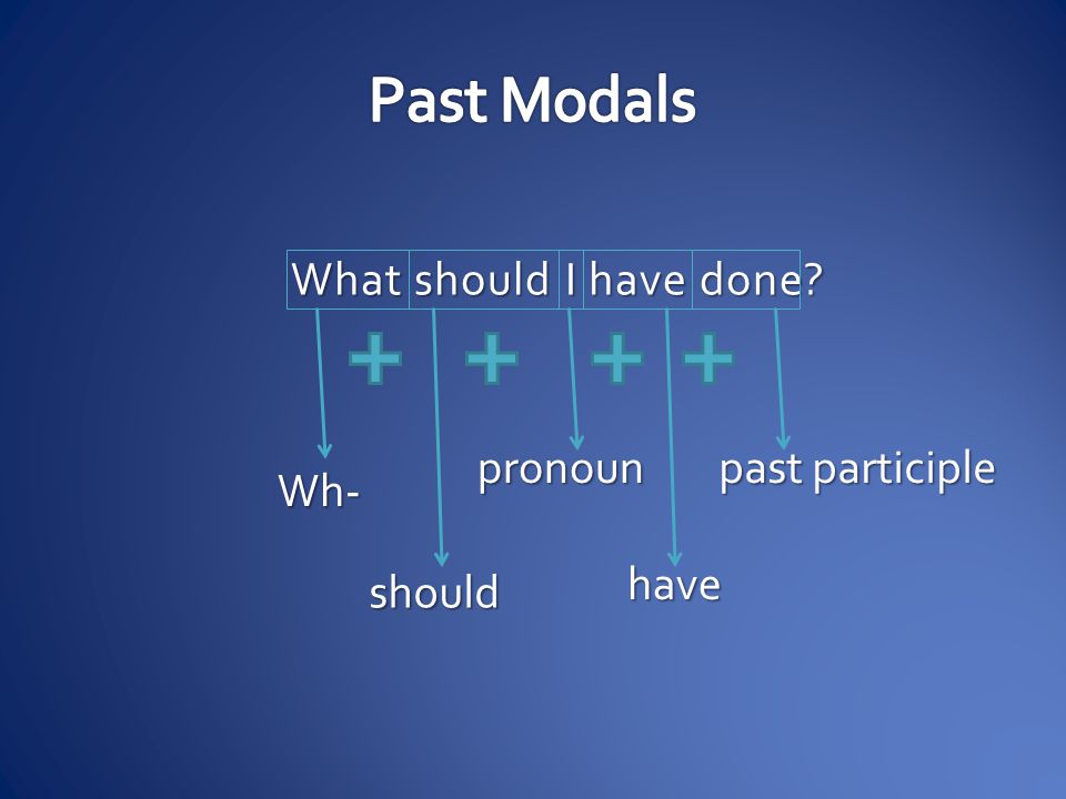 Past Modals What should I have done pronoun past participle Wh- have