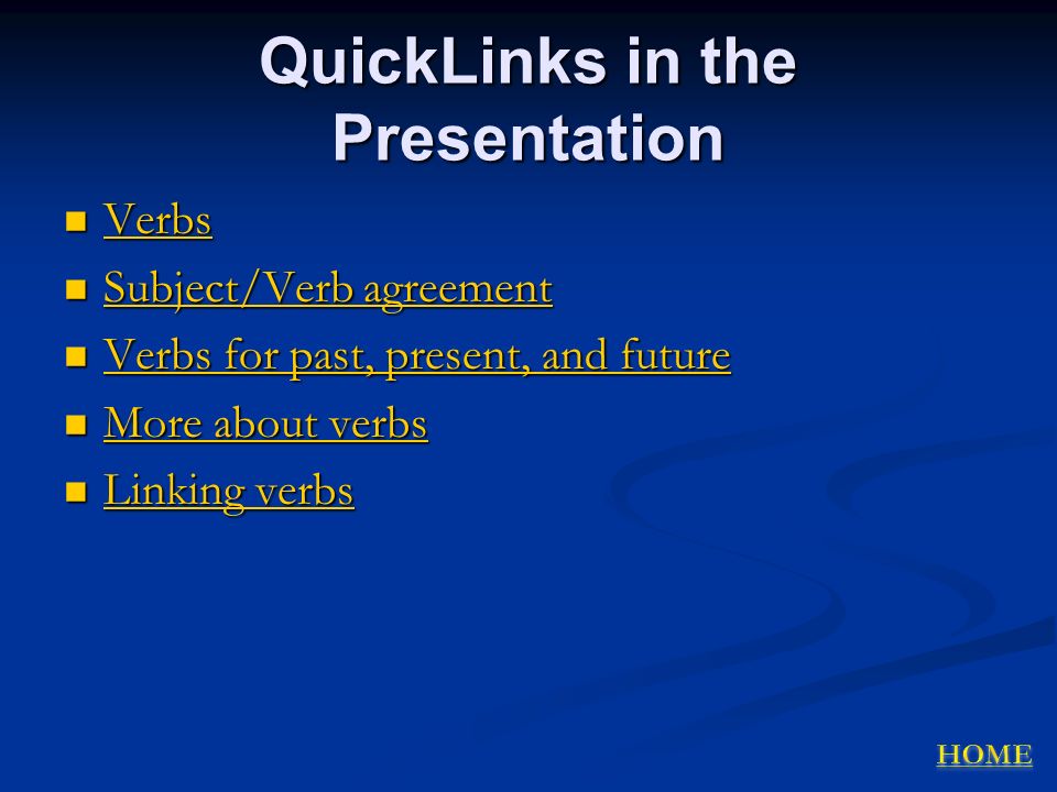 QuickLinks in the Presentation