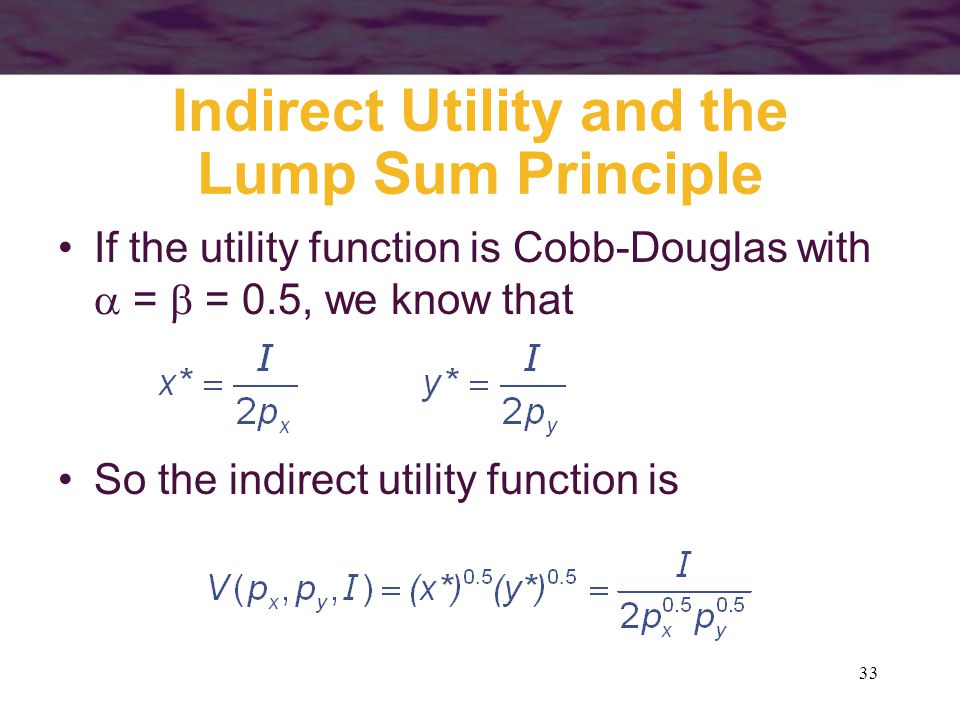 Indirect Utility and the Lump Sum Principle