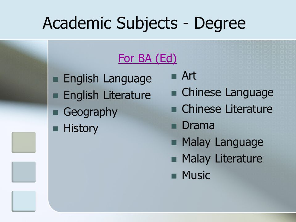 Academic Subjects - Degree