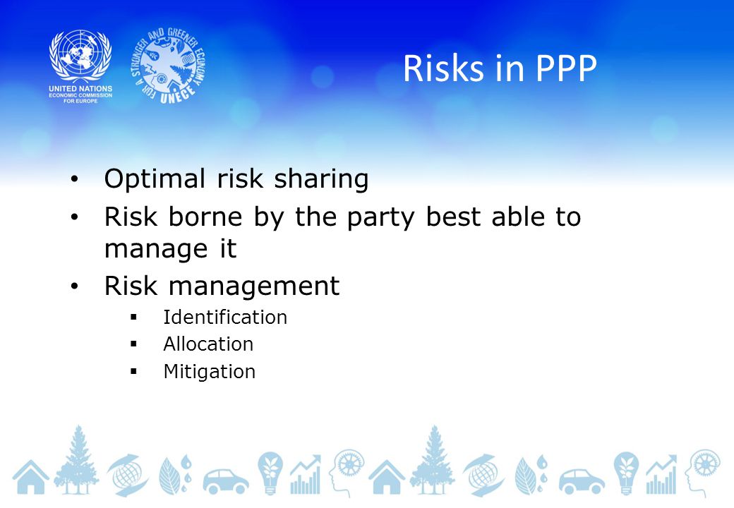 Risks in PPP Optimal risk sharing