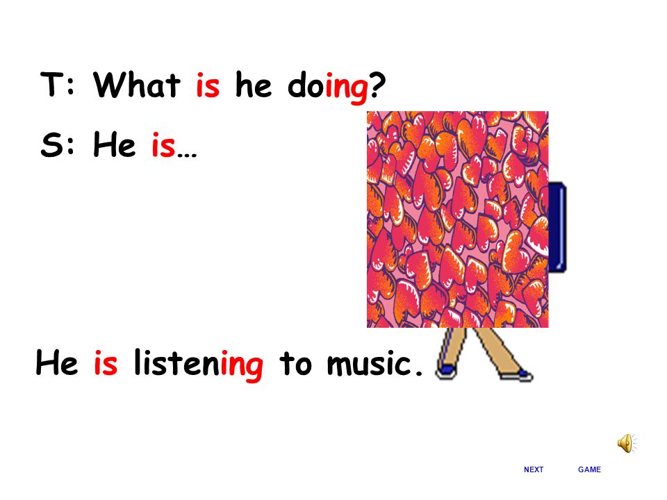 He is listening to music.
