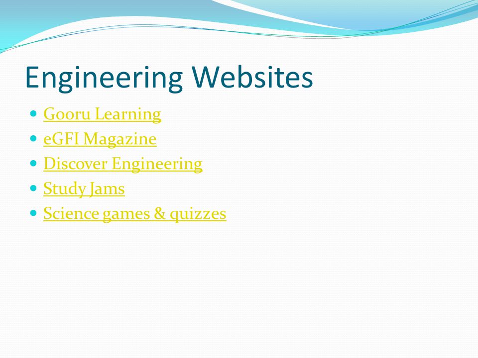 Engineering Websites Gooru Learning eGFI Magazine Discover Engineering