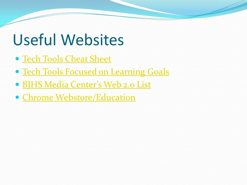 Useful Websites Tech Tools Cheat Sheet